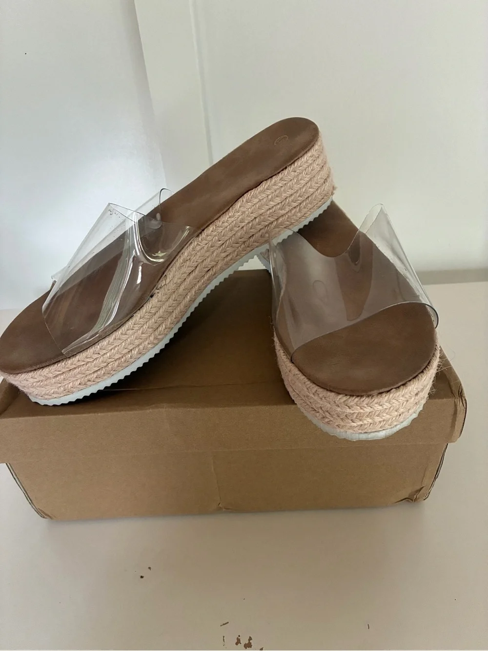 Clear Strap Espadrilles Platform Slide Sandals